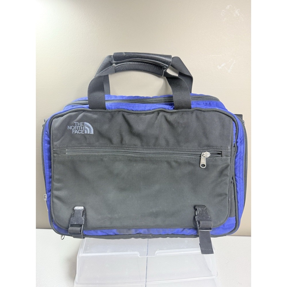 North Face Base Camp Messenger Shoulder Laptop Bag Large 18" Wide Blue Black GUC